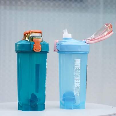 1pc 550ml/19oz Gym Protein Powder Shaker Bottle, Portable Leak-Proof Water Bottle With Mixing Ball, Suitable For Daily Fitness - Gym Workout - Bodybuilding, Great Gift For Friends And Holidays