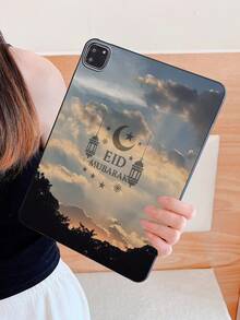 Eid Mubarak Crescent Moon, Star, Islamic Lantern, Geometric Pattern Matte Shockproof IPad Case, Tablet Accessories, Religious Gifts, Compatible With IPad 10th Generation/IPad A16/Kindle/IPad 11th Generation - Black - View 4