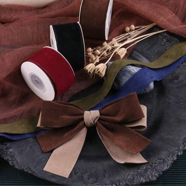 Cinta de raso de terciopelo de unicolor de doble cara, accesorios para el cabello con moños DIY, cinta decorativa navideña, cinta para envolver regalos