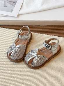 1双婴儿/幼儿公主平底防滑鞋，公主网眼蕾丝百搭凉鞋 - 銀色 - 查看 5