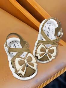 Girls' Sandals, New Summer Princess Sandals, Children's Soft Bottom Little Girls Bow Beach Shoes - Khaki - View 5