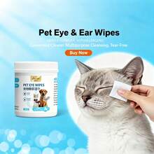PC Petclear Pet Eye Wipes, Gently Cleanse And Wipe Away Eye Discharge, Tear Stains And Debris Around Pet's Eyes, Maintain Eye Hygiene And Comfort, Convenient And Effective Cleaning Without Water - White - View 2