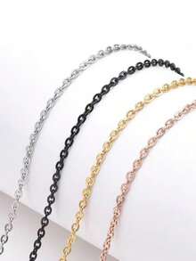 1pc Stainless Steel Vacuum Metallized Hypoallergized Pendant Chain, 2mm Wide, Stainless Steel Cross Chain Gold Titanium Steel Women's Necklace Rose Gold Flat O Chain Clavicular Chain Electroplated Choker Chain, Various Lengths - Multicolor - View 6
