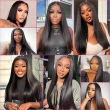 13x6 13x4 HD Clear Frontal Human Blended Hair Straight Wig 34 Inches - 200% High Density Pre-Trimmed Glue-Free Seamless Wig, Women's Natural Black Straight Frontal Mesh, No Glue Required For Wear - Natural & Black - View 10