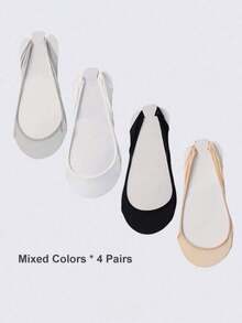 1/4/8 双装女士硅胶防滑镂空后跟袜，带缓冲鞋垫，适合搭配高跟鞋或日常穿着 - 彩色 - 查看 8