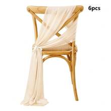 Wedding Chiffon Chair Decor Set, Sheer Voile Drape Suitable For Artificial Eucalyptus Poles, Church Aisle Decoration, Lightweight No-Iron Curtain, Applicable For Bridal Shower / Anniversary / Bachelorette Party / Valentine's Day Events, Bow-Tie Chair Back Decor, Photo Booth Prop, Great Gift - Multicolor - View 14