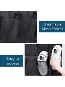 1pc Over-The-Door Shoe Rack With 14/24/35 Large Mesh Pockets, Suitable For Closet, Entryway, Bedroom, Bathroom, Storage Room, Can Hold Men's Sneakers, Women's High Heels, Flip Flops, Made Of Durable Oxford Cloth, High Capacity, Space-Saving, Mesh Backing, Ideal Gift - Black - View 10
