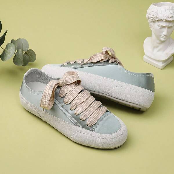 2026 Primavera Novo 5 Cores Opcionais Tênis Casuais de Cetim para Mulheres, Sola de Borracha Antiderrapante com Laço, Sapatos de Bottom Macio Versáteis para Uso Diário