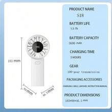 1pc Rechargeable Digital Display Mini Portable Foldable Desk/Handheld USB Fan, 5 Speed Levels, 5 Blades, Quiet Operation