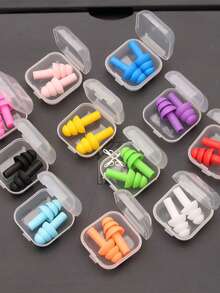 1/3/6/12 Pairs Random Color Silicone Waterproof Swim Ear Plugs, Noise Reduction Earplugs For Swimming - Multicolor - View 9