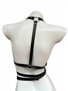 1pc Women's Elegant PU Leather Chest & Waist Harness Belt, Streetwear Body Decor Suitable For Commute, Festivals, Parties, Halloween, Christmas - Black - View 2