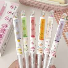 607 Fruit Candy Gel Pen, Dual Tip Quick Drying Ink Pen, Colorful Fruit Pattern, Rainbow Capsule Design, Suitable For Students To Take Notes And Exams