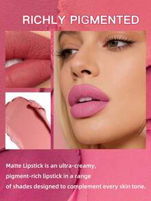 USHAS Matt läppstift, Långvarigt, Vattenfast, Svettbeständig, Non-stick, Sammetslent matt läppstift, Hög pigmentering, Icke-torkande, Lämplig för alla hudtyper - #06 - Visa 3