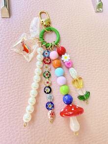 鱼形包包挂饰串珠郁金香钥匙扣蘑菇包包挂饰可爱背包配件金链钱包挂饰送给女孩和女士的礼物Y2K旅行必备卡哇伊 - 彩色 - 查看 11