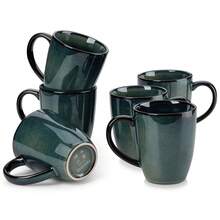 vancasso 4-Piece Green Stoneware Coffee Mug Set, 480ml Glazed Coffee Cups - màu xanh lá - Xem 11