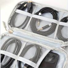 Dual-Layer Storage Bag, Waterproof Electronic Organizer Pouch For Cables, Earphones, Chargers, Phones, Hard Drives, USB Drives, Multi-Function Storage - Multicolor - View 7