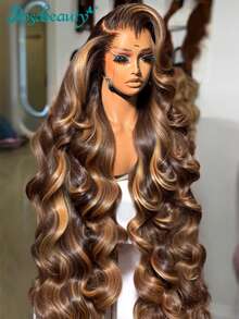 NATAN Elegant Women's Lace Front Wig 13x6 - 130% Density Loose Wave High-Temperature Fiber Hairpiece, Glueless Transparent Lace Elegant Wig Suitable For All People - S4/27 - View 7