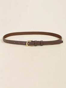 1/2条装时尚金属扣可调节腰带，百搭毛衣、西装、裙子、裤子、皮带、牛仔裤腰带，方形扣，简约纯色可调节细腰带 - 彩色 - 查看 4