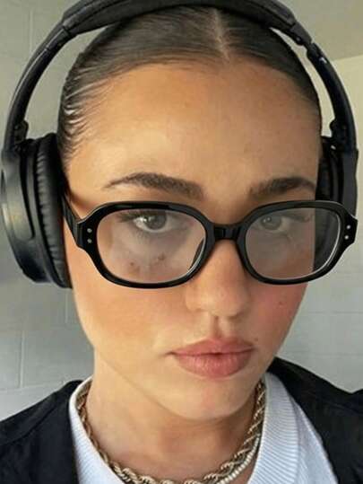 1pc Vintage Square Small Frame Fashionable Transparent Eyeglasses Frame, Retro Personalized Minimalist Eyewear