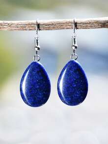 天然石材颜色深浅纹理随机天然石材水滴吊坠耳环色彩缤纷的波西米亚风格度假主题派对用品 - 彩色 - 查看 17