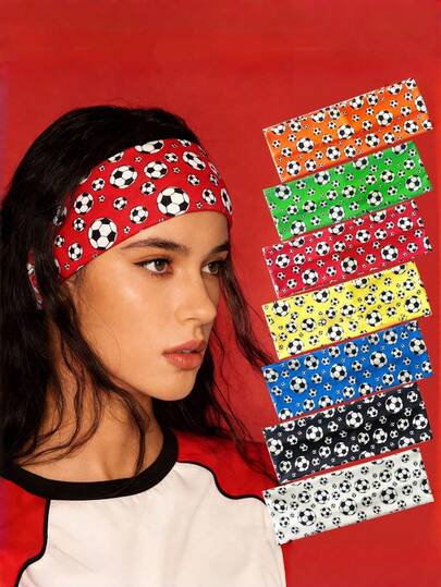 1pc/4pcs Retro Football Wide Brim Headband Set, Perfect Match For Women's Daily Outfit, Ideal Gift For Friends And Family During World Cup Season Summer Hair Accessories Beach Vacay Hair Bands