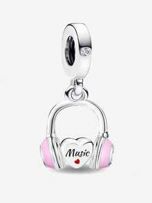 1件时尚粉色双面蝴蝶结山茶花香水瓶吊坠珠，适合女士手链、手镯DIY饰品制作及日常穿搭配饰，适合女孩佩戴