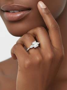 1pc Women's Wedding Ring, Lili Song Ring, 2.3g 925 Sterling Silver, 2 Carat Moissanite, Bohemian Palace Style, Engagement, Wedding, Anniversary, Valentine's Day Gift, Comes With Moissanite Certificate And Elegant Gift Box - Silver - View 4