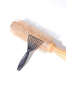 Professional Salon-Grade Wooden Round Hair Curling Brush, Combines Massage And Styling Functions, Suitable For Women's Home Or Travel Use. A Multi-Functional Brush That Combines "Curling + Styling + Massage" In One. - Multicolor - View 3