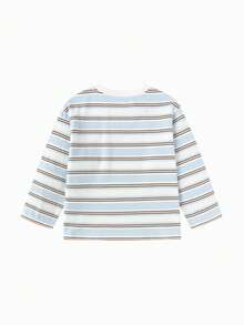 Balabala Boys Long Sleeve T-Shirt, Crew Neck, Soft Comfortable Fabric, Easy Movement, Long-Lasting Spring Wear - Blue Tint - View 5