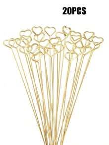 10/20 Pieces Per Pack, Wire Floral Pattern Table Card Holder, Heart-Shaped Photo Memo Holder, Gold Floral Pattern Card Holder, Suitable For Valentine's Day, Weddings, Birthdays, Office, Cake Decorations, Baby Showers, And Floral Gifts. - Gold - View 12