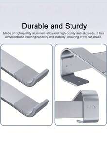 可调节合金材质笔记本电脑散热支架、笔记本电脑支架增高架、人体工学笔记本电脑支架、兼容支架及其他通用时尚支架 - 銀色 - 查看 5