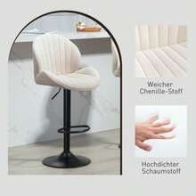 Set Of 2 Bar Stools, Fabric Upholstery, Adjustable Seat Height, Swivel, Steel Frame, Beige - Apricot - View 6