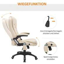 Massage Chair, Office Chair, Executive Chair With 6-Point Vibration Massage Function And Heating Function, Swivel, In Beige Faux Leather - Apricot - View 6