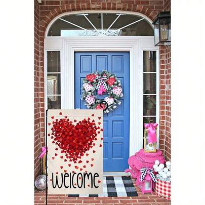 1pc Valentine's Day Garden Flag Decor, No Electricity Needed, Photo Prop