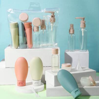 Travel Refillable Bottle Set: Spray Lotion, Shampoo, Body Wash, Tube Bottles, Cosmetic Empty Liquid Containers, Portable Tools, Refill Packs, Travel Essentials, Travel Organizer, Beach, Summer Vacation, Back To School, School Supplies, Holiday Camping, Holiday Essentials, Women's Mini Perfume, Men's Cologne, Travel Perfume Accessories, Travel Necessities, School Supplies, Back To School Supplies