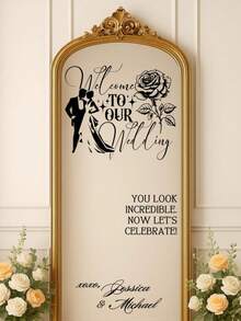 定制镜面贴纸婚礼座位表贴纸 - 婚礼标牌装饰 DIY 婚礼贴纸 - 座位表镜面贴纸 欢迎来到婚礼镜面贴纸 - 定制镜面字母贴纸 - 新婚快乐 - 婚礼装饰/现代婚礼欢迎标牌/个性化新人姓名和日期 - 彩色 - 查看 6