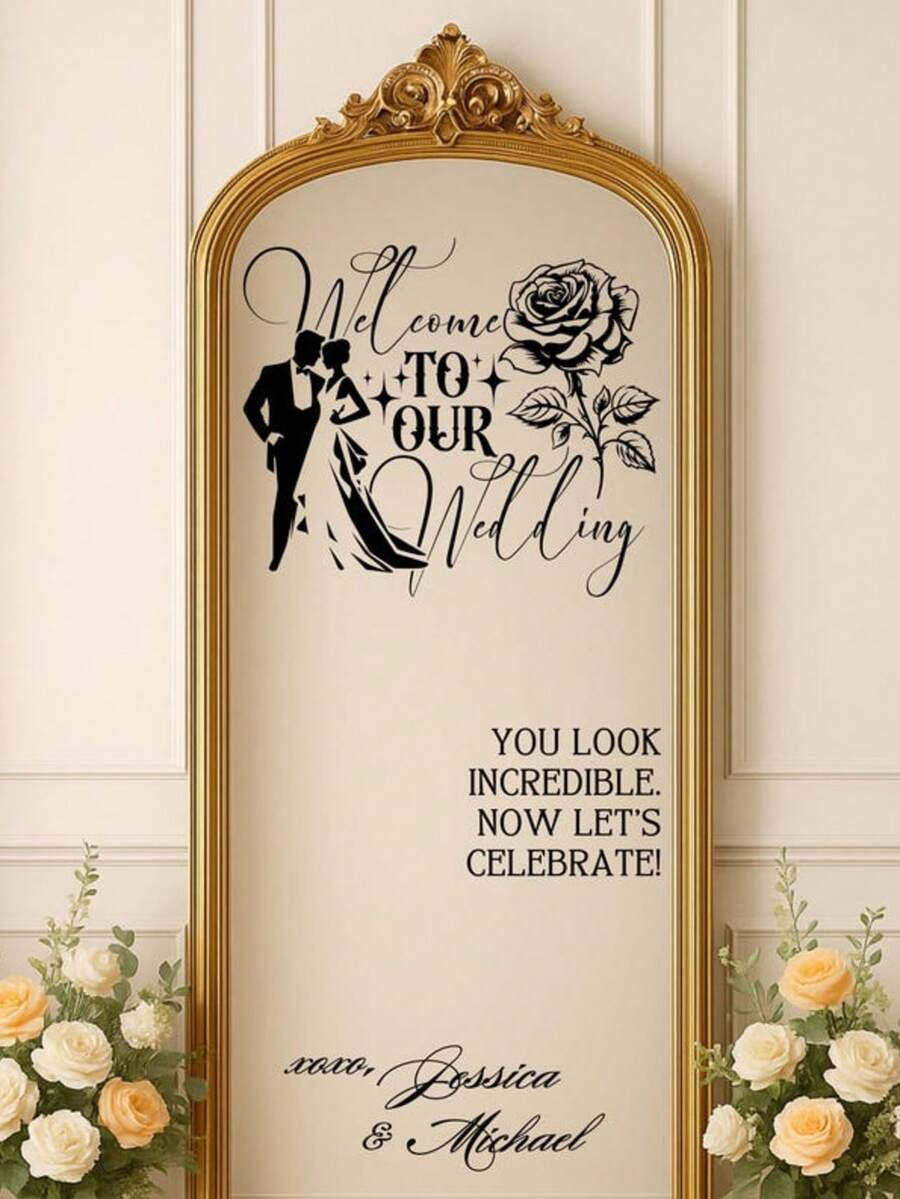 Sơ đồ chỗ ngồi dán gương tùy chỉnh - Biển báo trang trí đám cưới tự làm - Nhãn dán sơ đồ chỗ ngồi dán gương - Chào mừng đến với đám cưới - Nhãn dán chữ dán gương tùy chỉnh - Chúc mừng đám cưới - Trang trí đám cưới/Biển chào mừng đám cưới hiện đại/Tên và ngày cưới cá nhân hóa - Nhiều màu - Xem 1