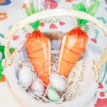 50/100 piezas Bolsas de regalo transparentes con forma de zanahoria y asas de cuerda retorcida, ambiente festivo, duraderas, adecuadas para huevos de Pascua - Multicolor - Ver 4