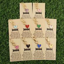 10pcs Lovely Heart Shaped Keychain Set, Valentine's Day Gift, Anniversary Gift, Comes With 3 Different Greeting Cards, Party Favor, Holiday Bulk Gift, Appreciation Gift, Student Classroom Reward - Multicolor - View 5