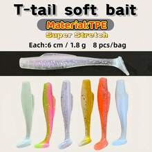 6厘米8克软饵，仿生鱼饵，路亚钓具，TPE材质，高弹性和抗撕裂性，适用于冰钓、微型鱼钓、淡水和海水垂钓 - 彩色 - 查看 2