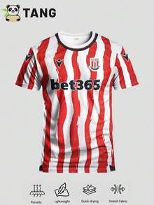 Stoke City FC 25/26 Home Men's Football Jersey & Crew Neck Comfortable Sports Top, Suitable For Match, Football Training, Casual And Holiday Wear & Gift Spring - Red and White - View 2