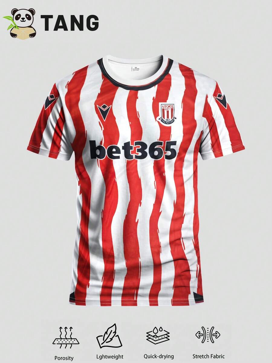 Stoke City FC 25/26 Home Men's Football Jersey & Crew Neck Comfortable Sports Top, Suitable For Match, Football Training, Casual And Holiday Wear & Gift Spring