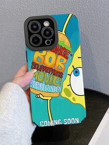 SpongeBob SquarePants 1个卡通汉堡和海绵宝宝条纹图案防震手机壳，兼容三星/ 17/16/15/14/13/12/11 Pro Max/12 Pro/14 Plus 及其他型号 - 彩色 - 查看 2