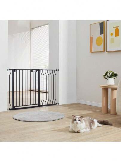 Baby Gate, 29.5"-48.4" Extra Wide, 30" High, Dog Gate For Stairs Doorways And House, Easy Step Walk Thru Auto Close Child Gate Pet Security Gate With Pressure Mount Kit And Wall Mount Kit