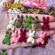 10pcs Mini Flocking Rabbits - Handmade Plush Flock Animal Beads With Fluffy Flock Coat, DIY Craft Pendants For Hair Accessories, Easter & Ramadan Gifts Suitable For DIY Crafts, Hairpins, Keychains, Scrapbooking - Multicolor - View 16