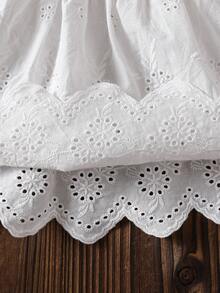 少女蕾丝边吊带背心搭配时尚牛仔裤两件套，夏季 - 白色 - 查看 9