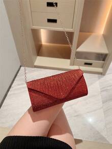 闪亮晚宴包 女士晚宴包 信封手提包 大号婚礼派对舞会包 迷你翻盖方包 金属亮片礼服包 适合青少年女性、女士、社交名媛、职业女性等的晚宴包，适用于婚礼、伴娘、派对、圣诞节、万圣节舞会、生日礼物、参加招待会、工作场所和其他场合 - 酒紅色 - 查看 9