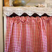 2片/1片农舍风红白格子厨房短帘，可爱小窗帘，隔断门帘 - 紅白色 - 查看 9