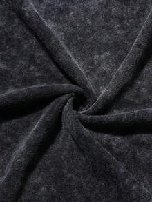 Hemo 男士夏季街头风印花加大码背心，水洗黑色休闲宽松无袖上衣，适合日常穿着 - 黑色 - 查看 5