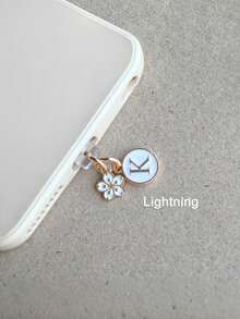 1pc Letter A/M & Flower Charm Phone Dust Plug For Type-C Interface Birthday Festival Gift - Multicolor - View 14